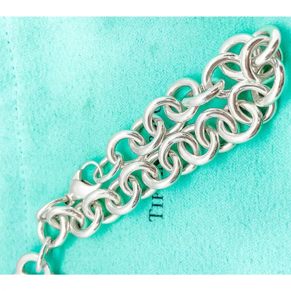 Tiffany & Co Return to Tiffany Blue Enamel Splash Heart Tag Bracelet 6.25